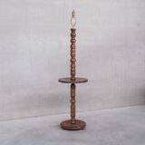 Art Deco Geometric Oak French Mid-Century Floor Lamp