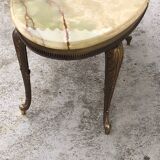 Table basse ovale vintage en onyx, marbre et laiton, 1950