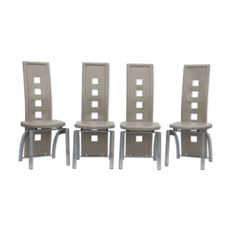 Series of 4 high-backed chairs