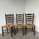 Trio rustic chairs in oak straw