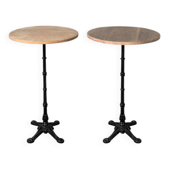 Paire de mange debout  pied en fonte dessus en chêne massif.