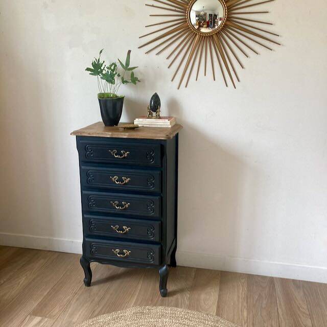 Chiffonnier vintage en bois peint en noir