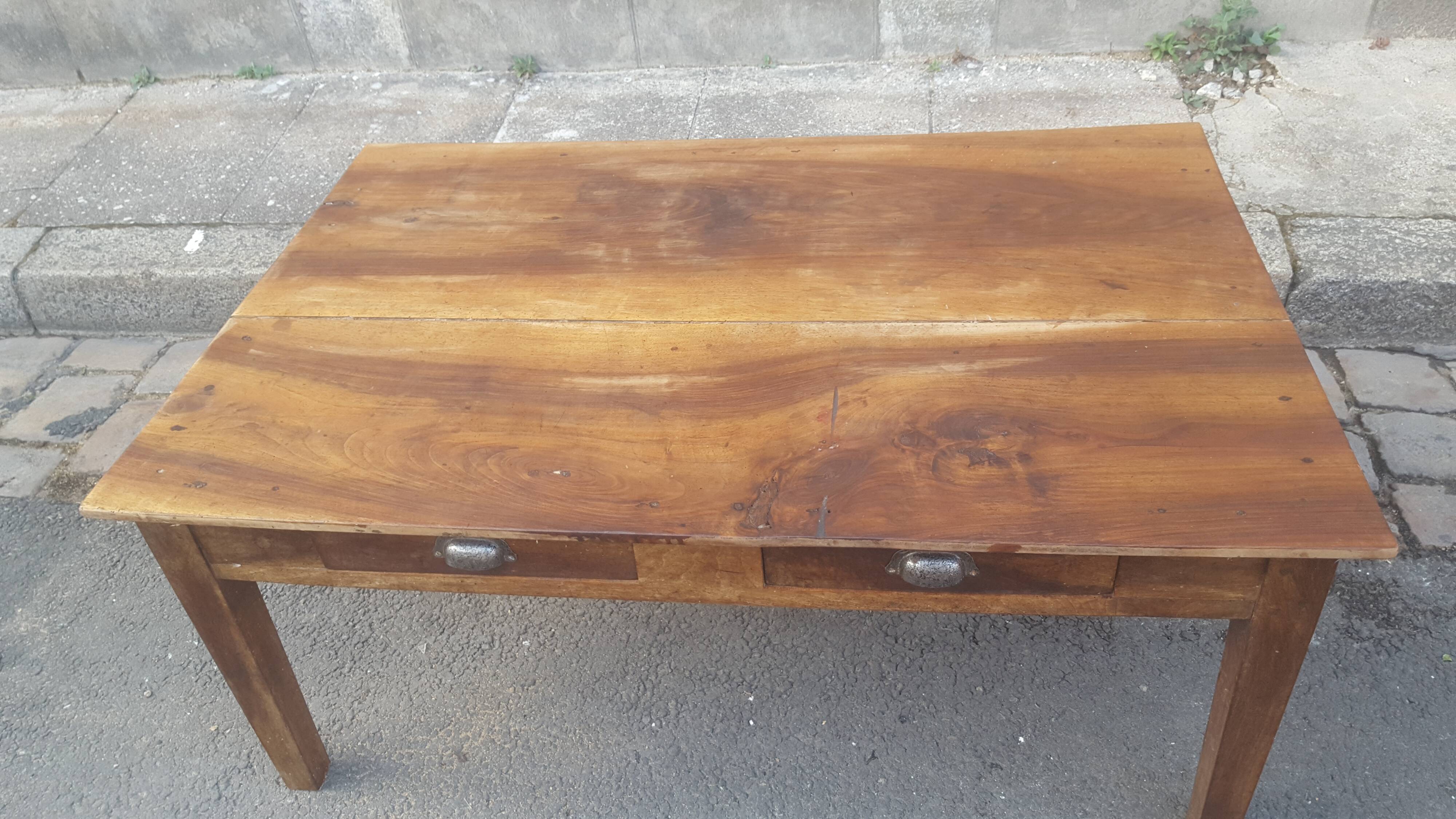 Farm table coffee table with drawers