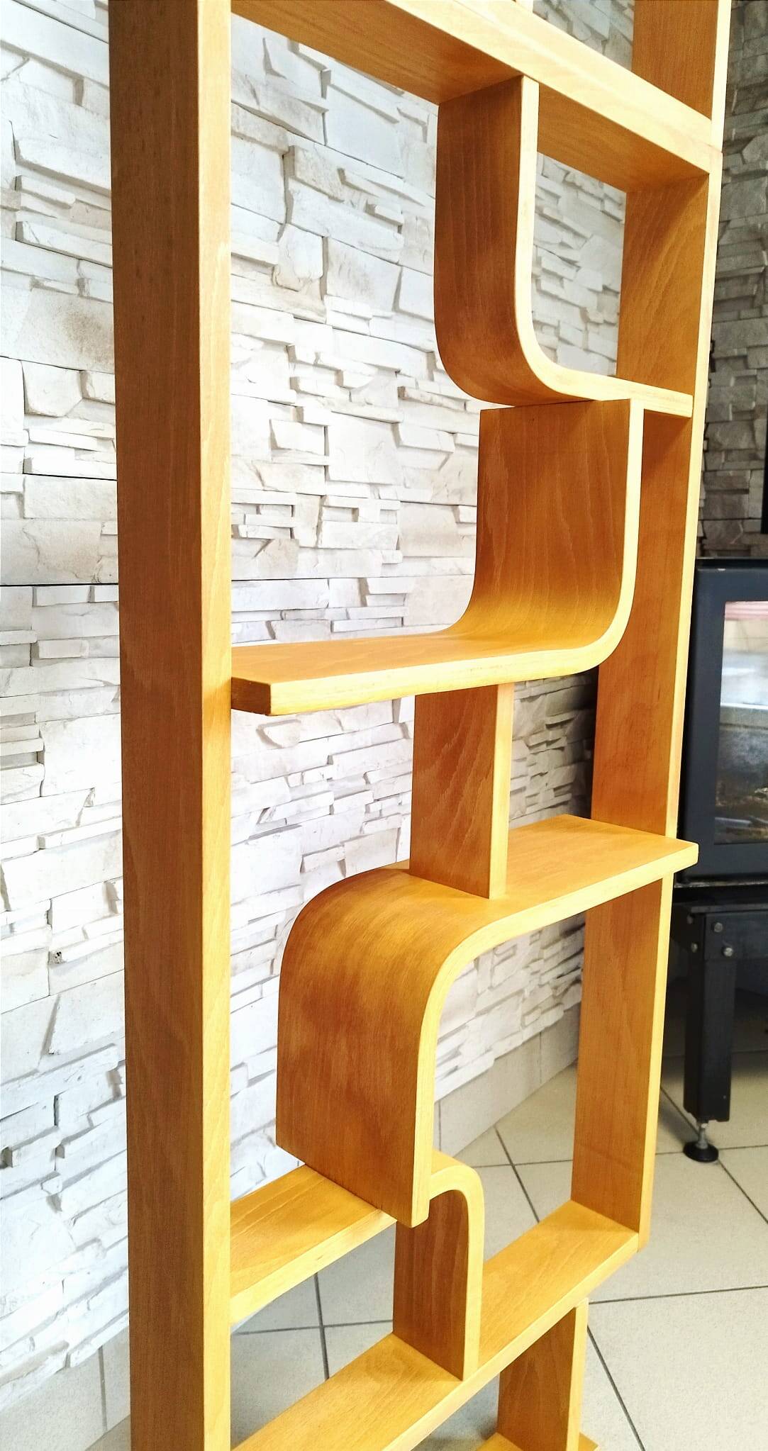 Bent plywood wall, bookcase, flowerbed, Volak by Holesov, 1960s Czechoslovakia