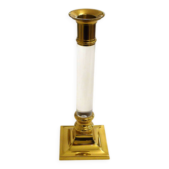 Plexiglass and brass column chandelier 1970s