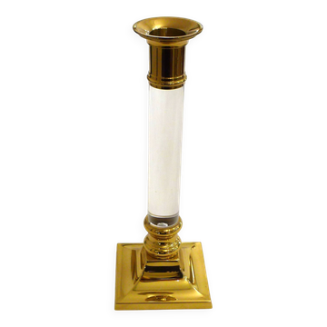 Plexiglass and brass column chandelier 1970s