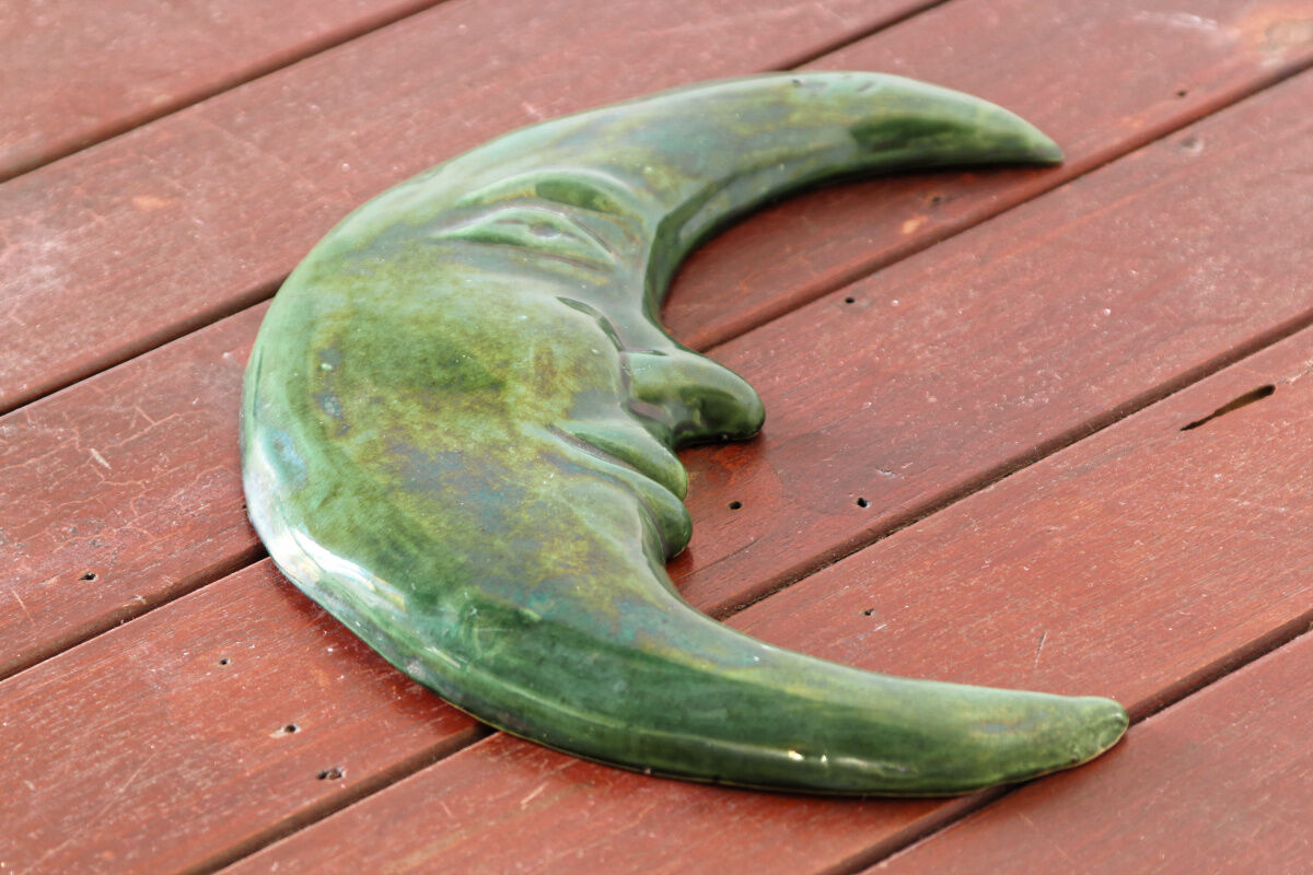 Glazed terracotta moon