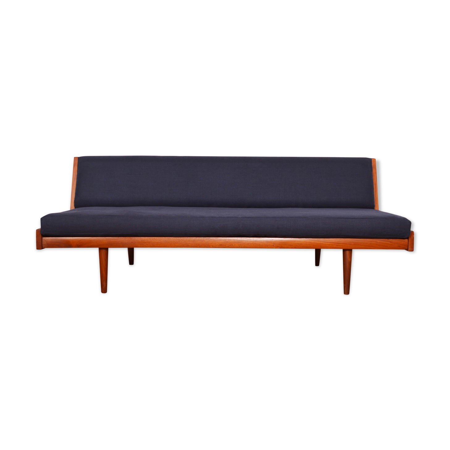Daybed sofa in teak and linen - 1960