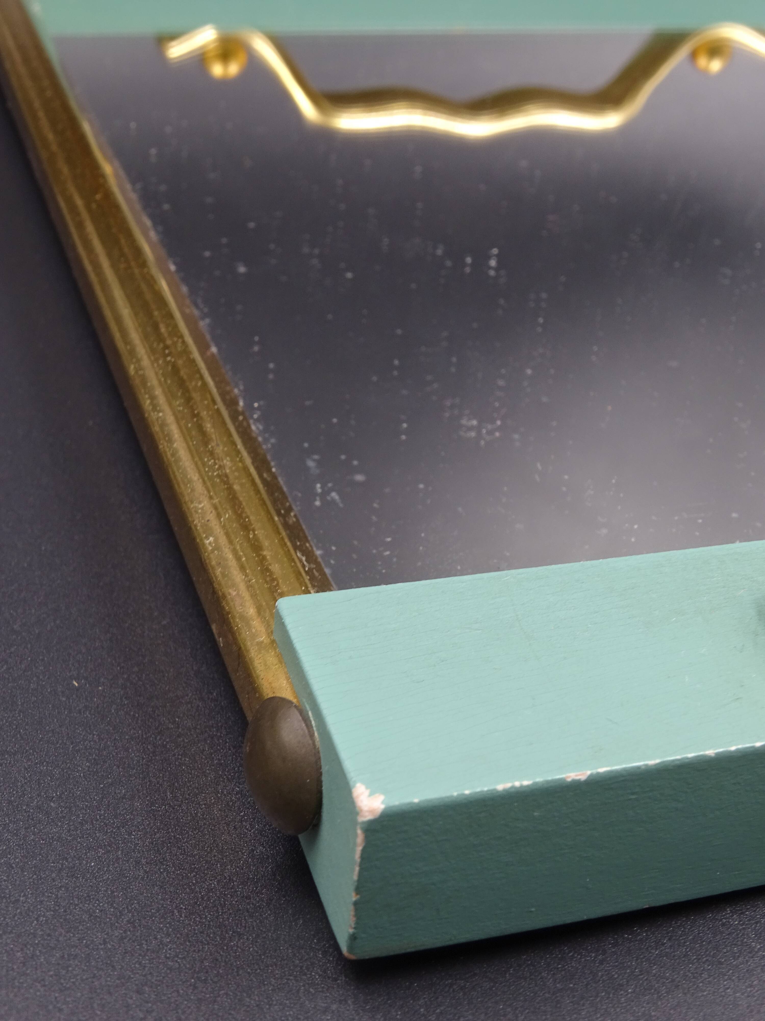 Small wooden metal top and mirror around 1950