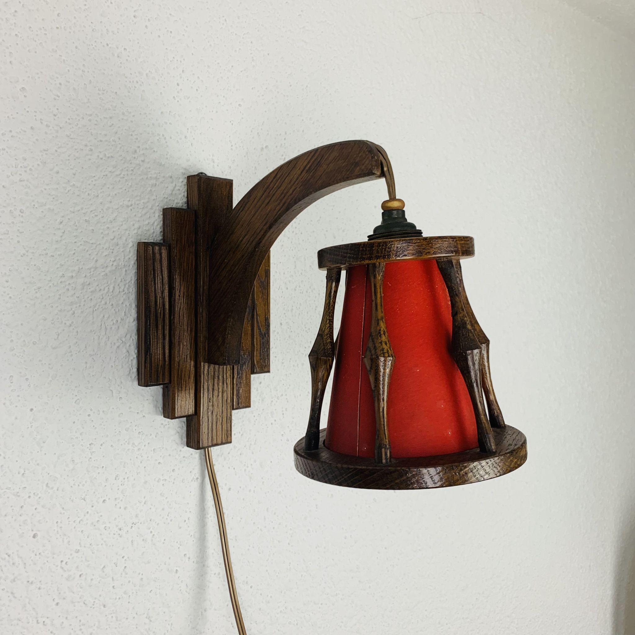 Applique lanterne art déco bois