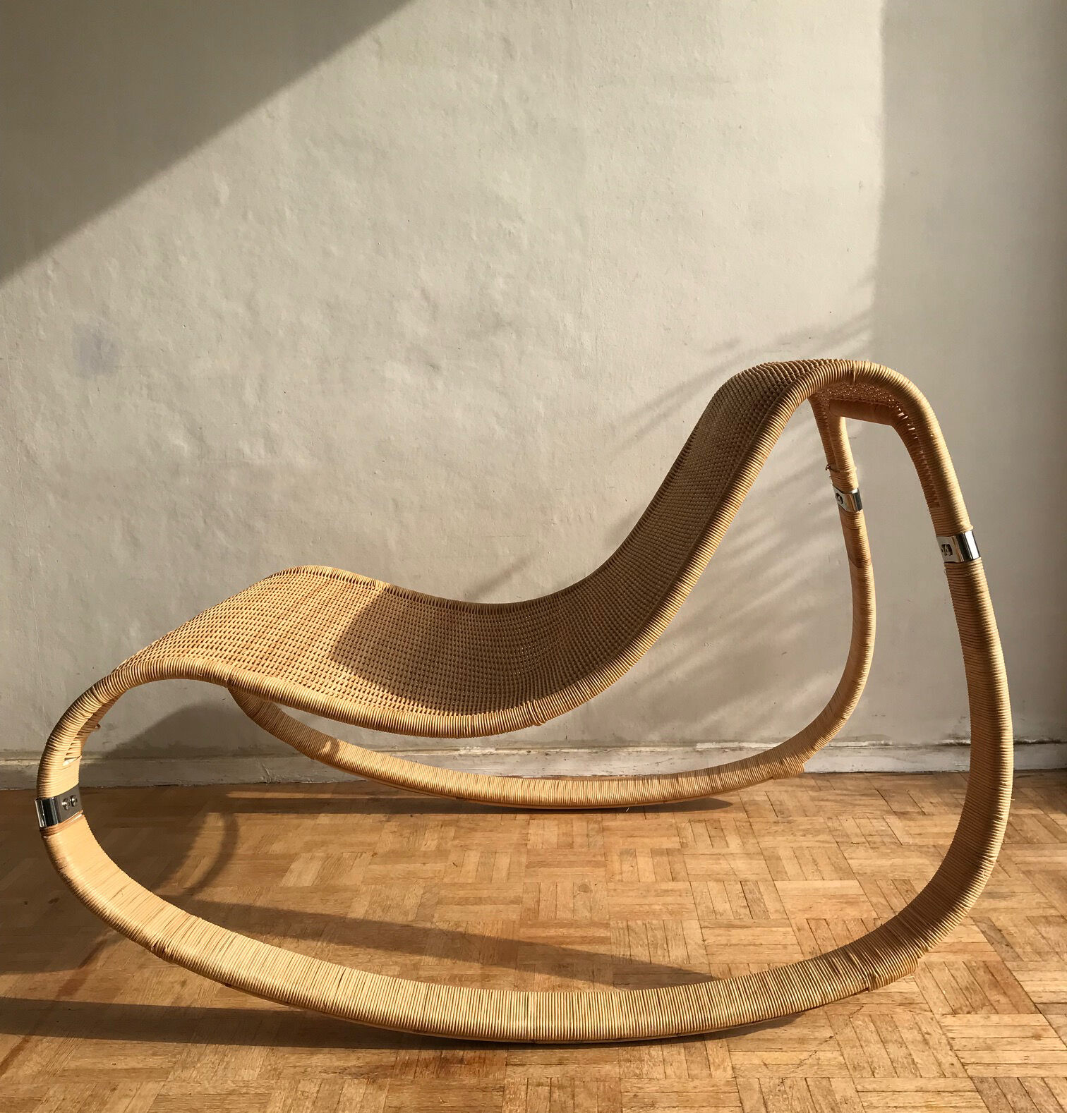 Gunghult rocking rattan armchair by James Irvine, published in 2002 by Ikea