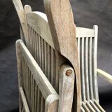 3 vintage folding garden chairs made of River Han teak