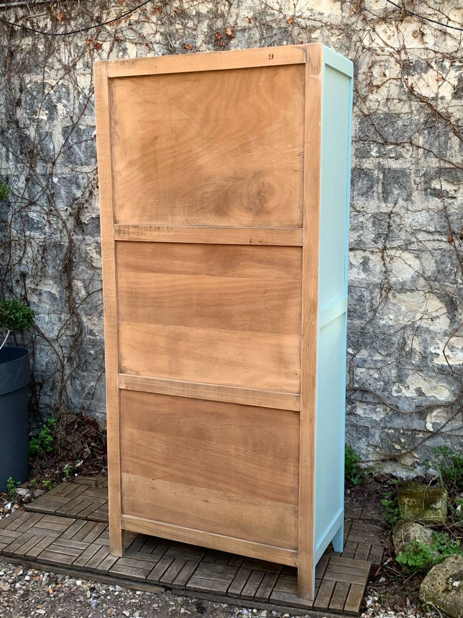 Armoire parisienne vintage bleu vert grisé
