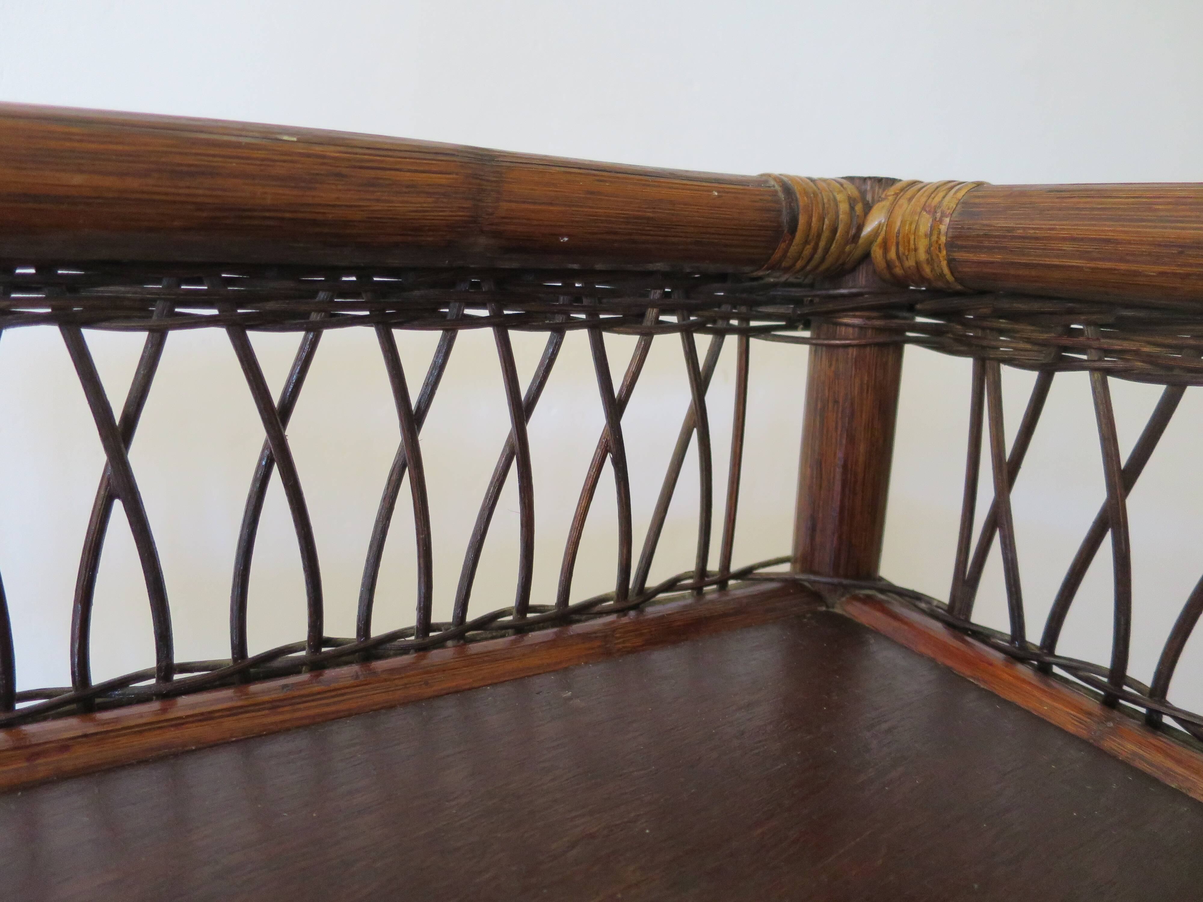 Bookcase - Bibus - 3 levels - woven rattan - bamboo - Vintage - 70s