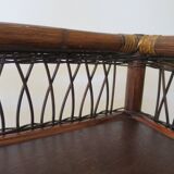 Bookcase - Bibus - 3 levels - woven rattan - bamboo - Vintage - 70s