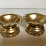 Pair of flower candle holders in gold metal