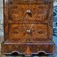 French antique bedside table in oak with walnut burl veneer, circa 1900.