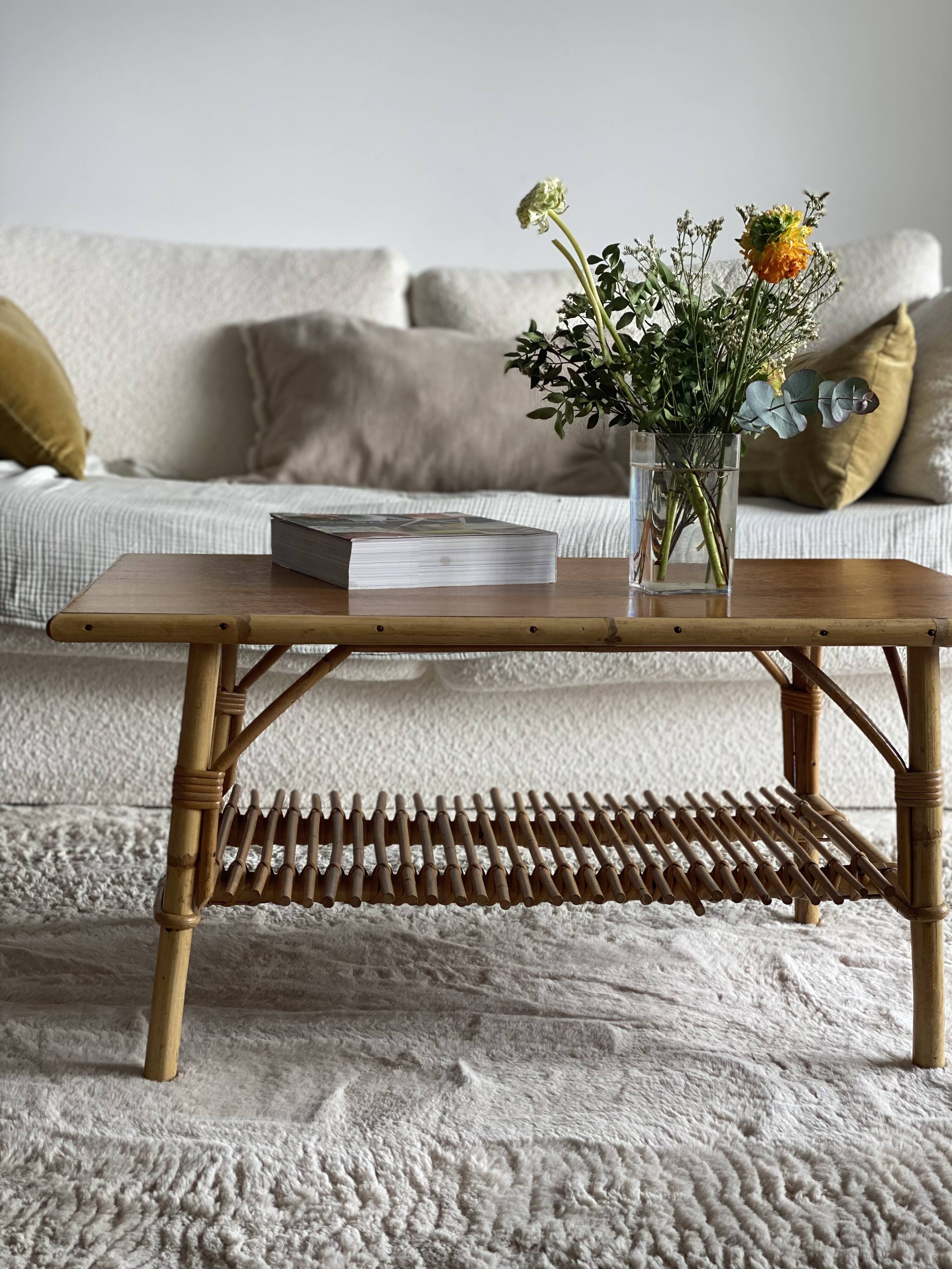 Vintage rattan coffee table
