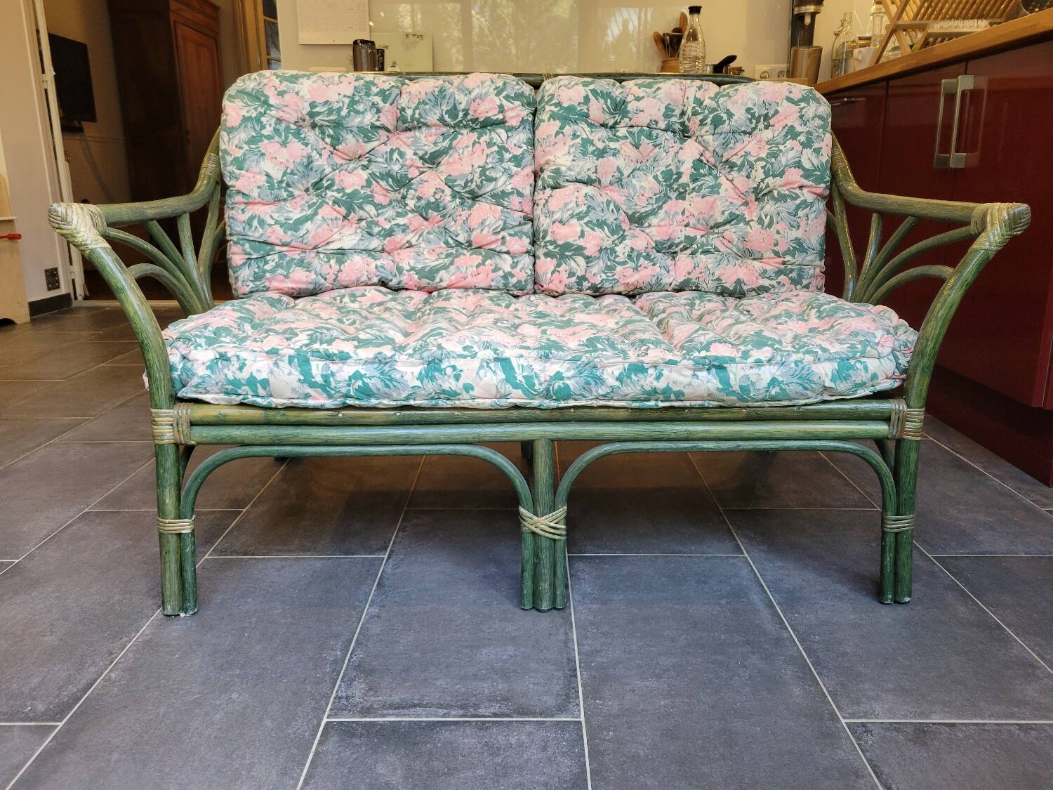 Rattan bench canapé