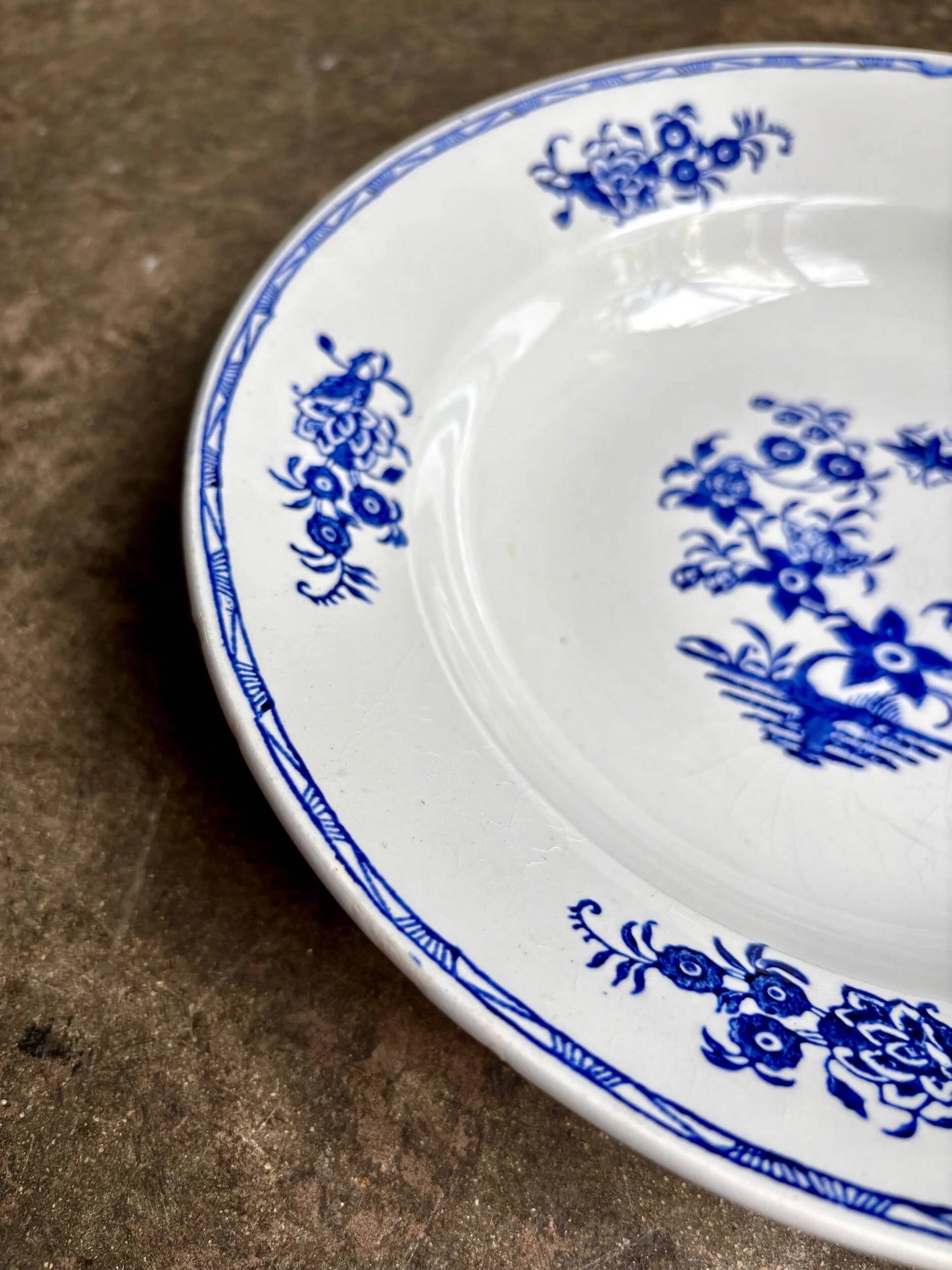 St Amand round hollow dish in blue earthenware