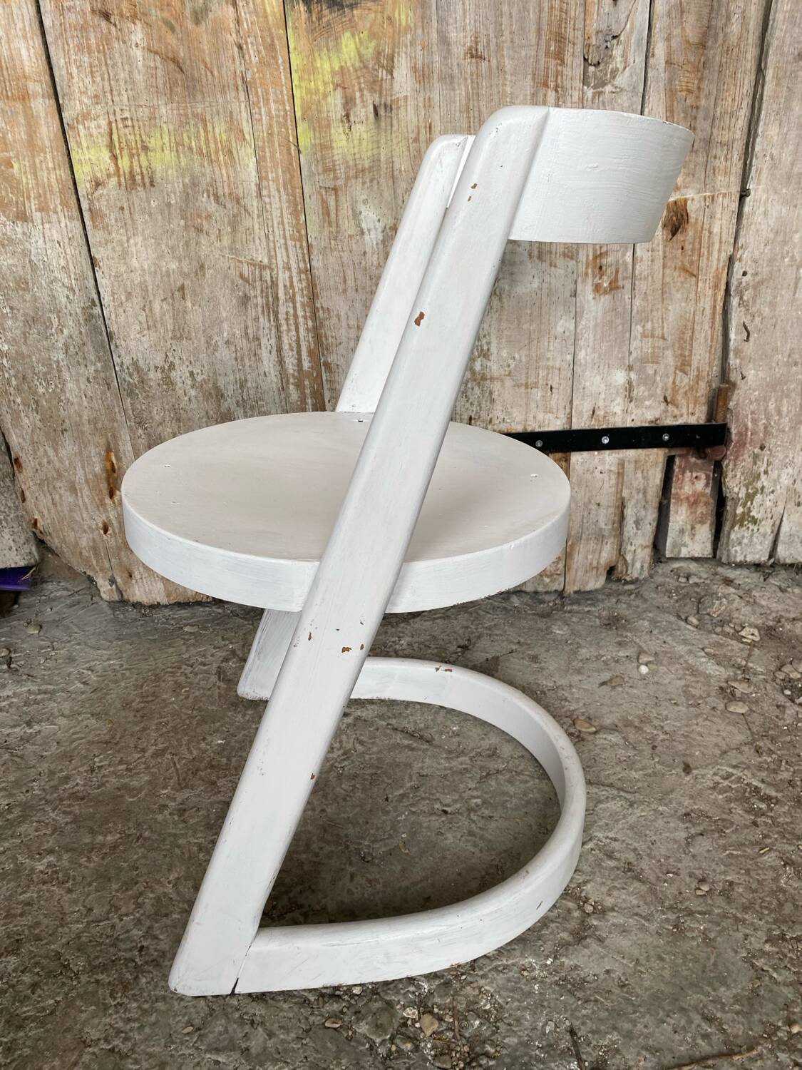 Old Baumann chair model Halfa white wood vintage 70s