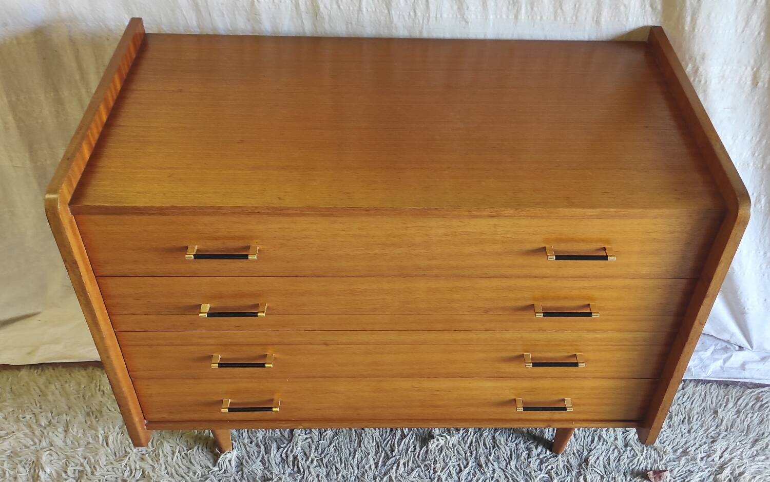 Modernist chest of drawers with 4 drawers in wood - 1950s/60s