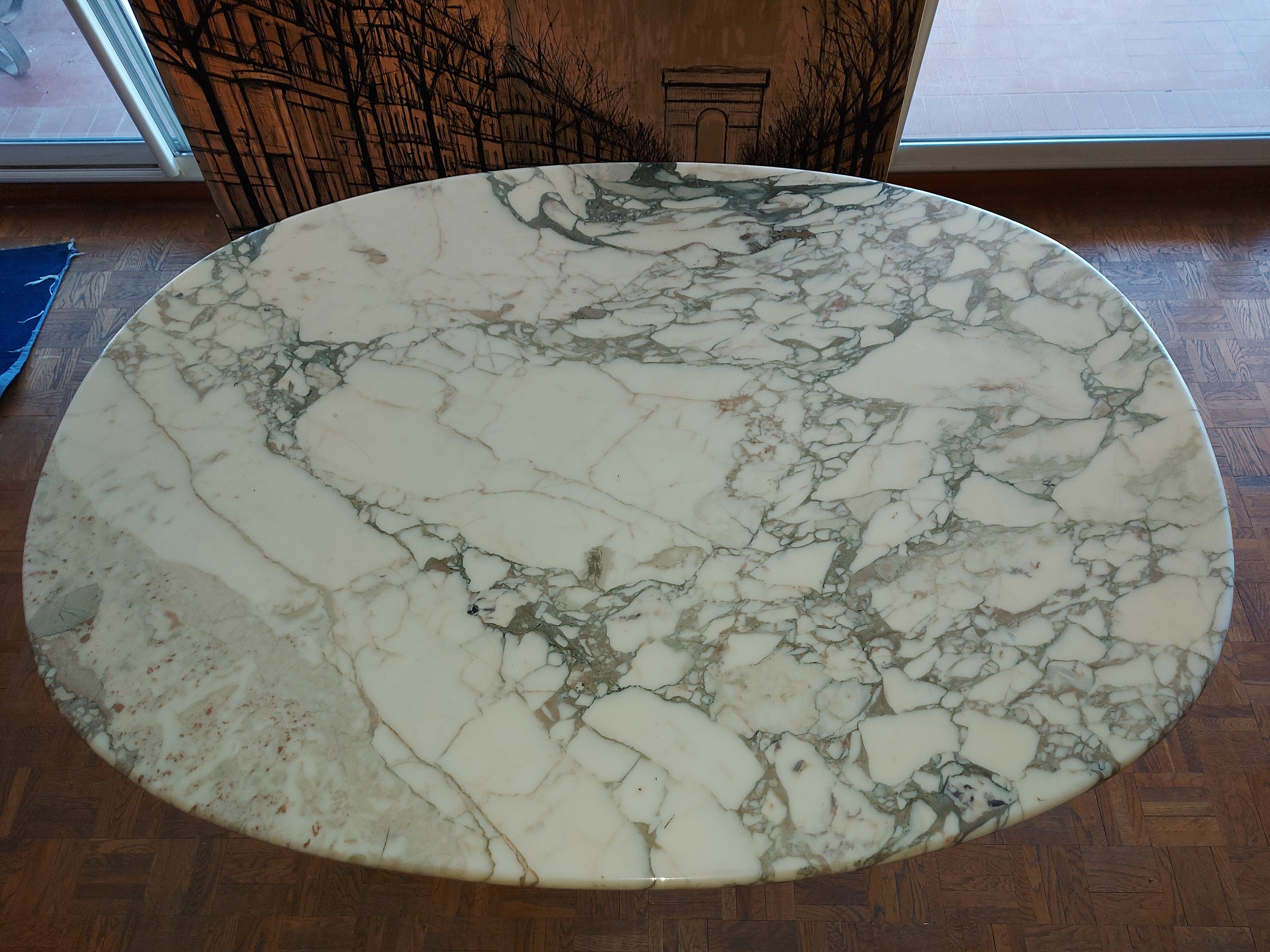 Large dining table in vintage marble 70'S Roche and Bobois