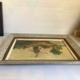 Landscape painting cows oil on canvas signed