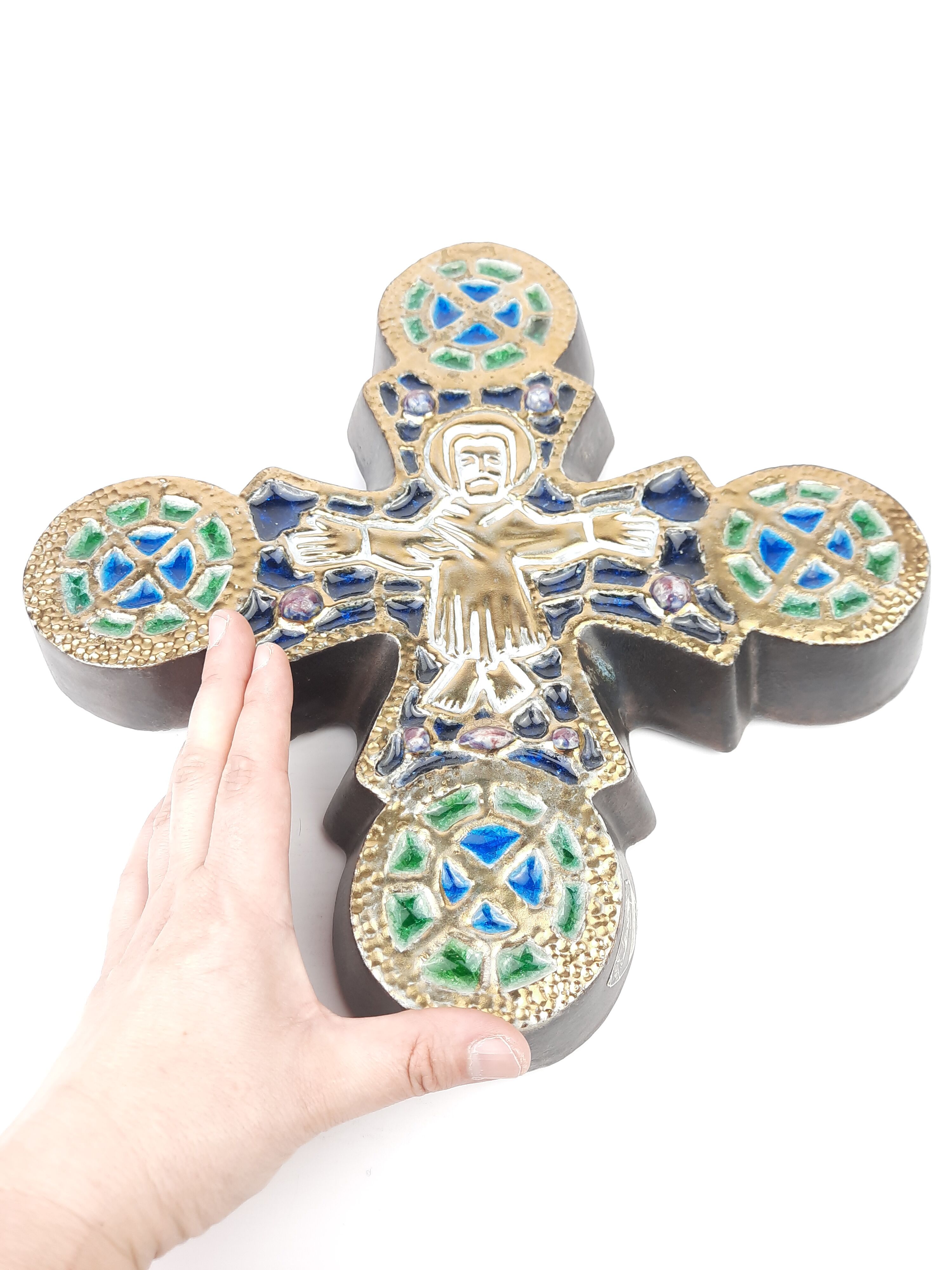 Art deco roger guérin bouffiloux ceramic cross
