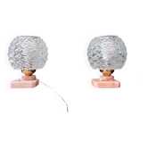 Paire de lampes "Pink" en verre et albâtre rosé - 1970.