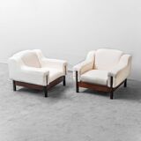 Coppia di poltrone cotone bianco saporiti anni ’70 vintage modernariato