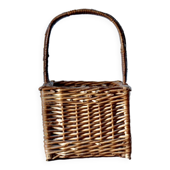 Panier de pique-nique vintage - porte-bouteilles en osier