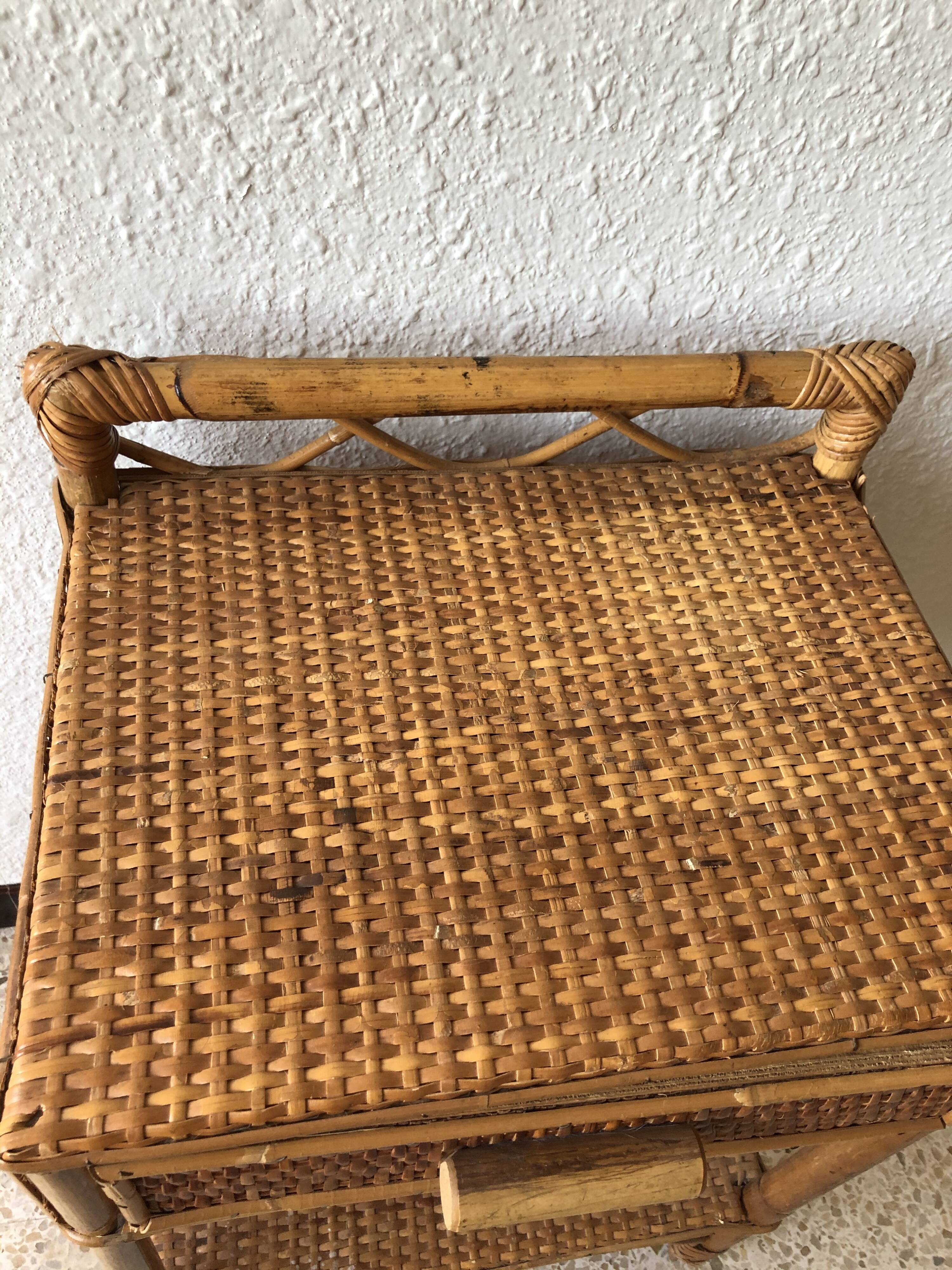 Vintage rattan nightstand
