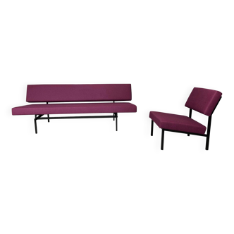Ensemble canapé-lit et chaise longue couleur aubergine Gijs Van Der Sluis