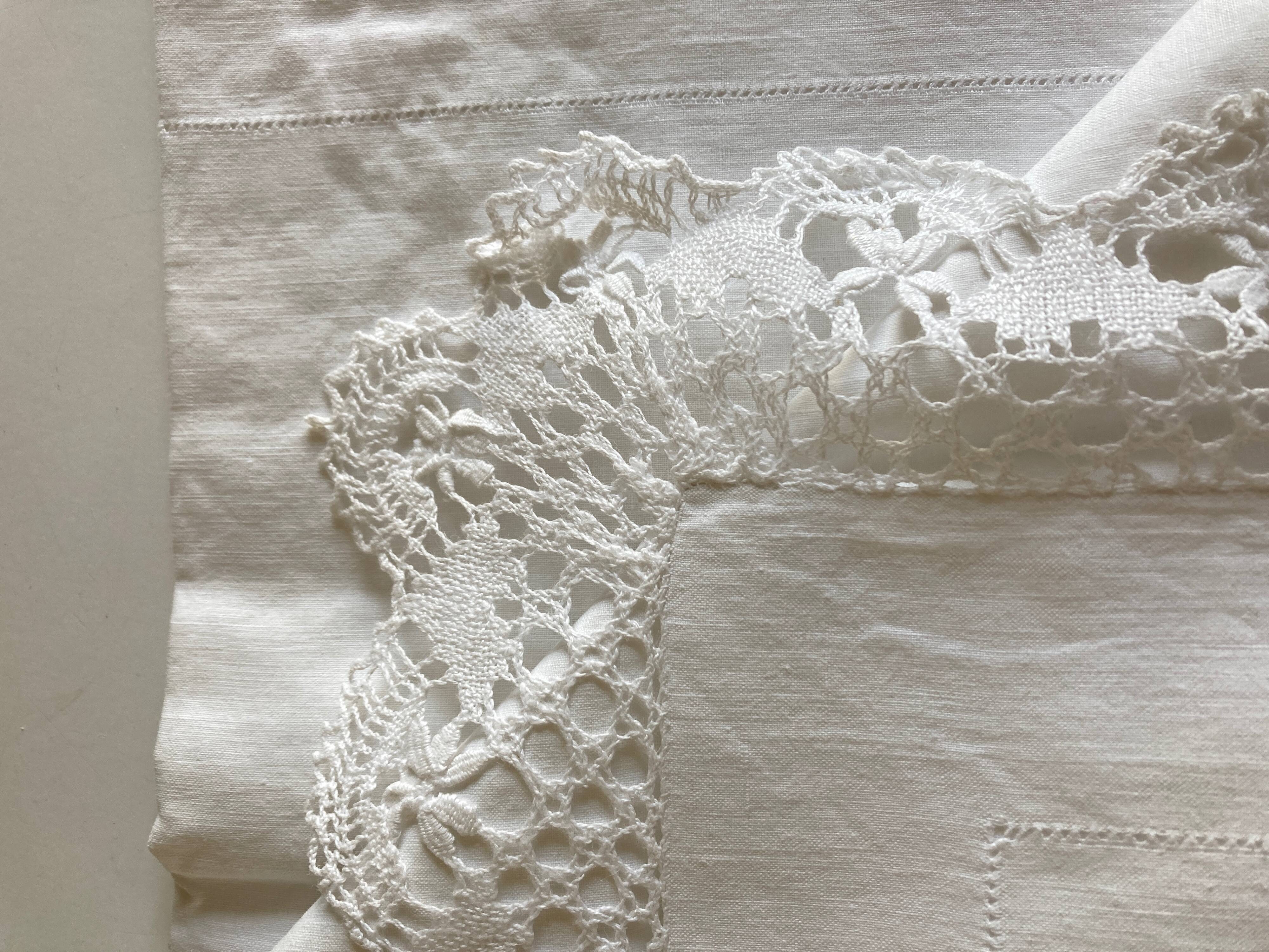 Pair of embroidered 19th linen linen pillowcases