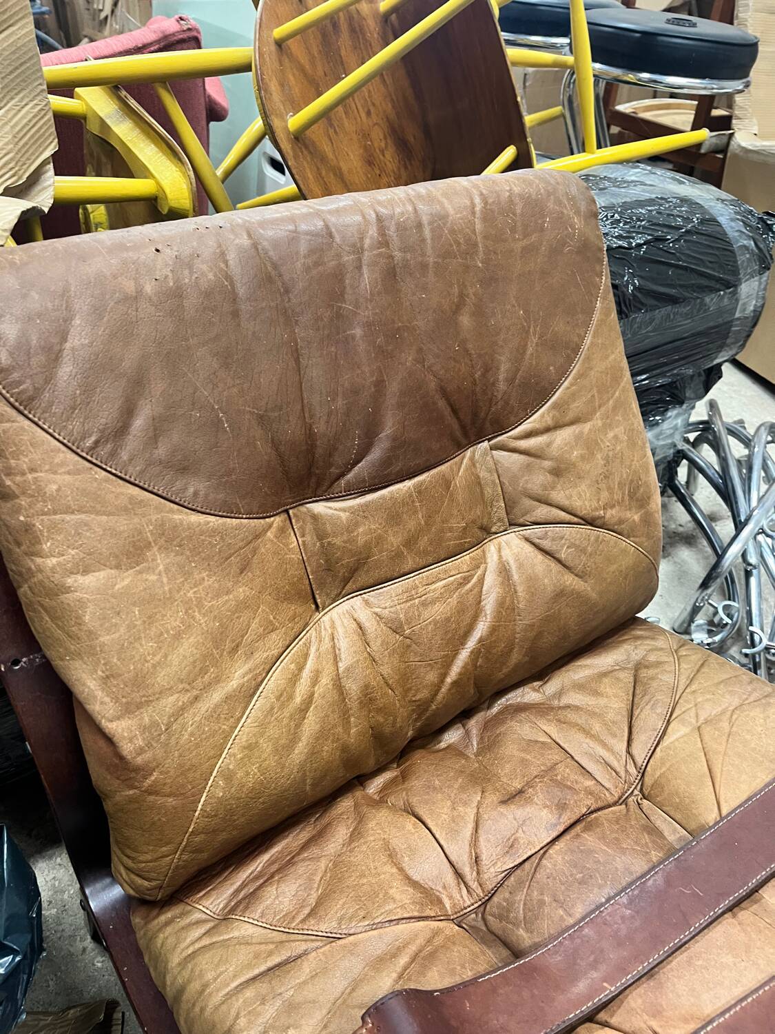 Scandinavian leather armchair, Norway, 1960