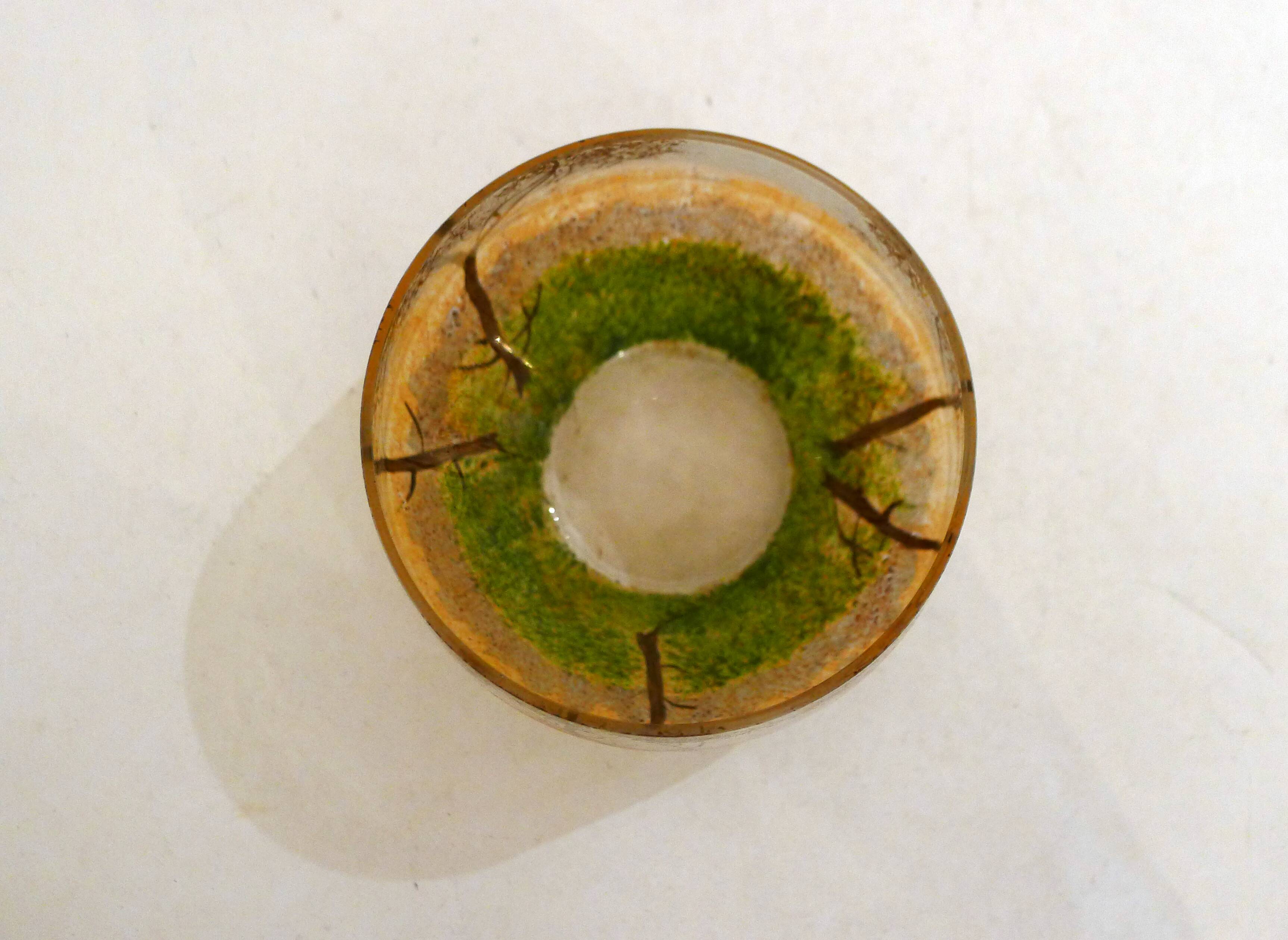 Small Art Nouveau enameled landscape vase/pot