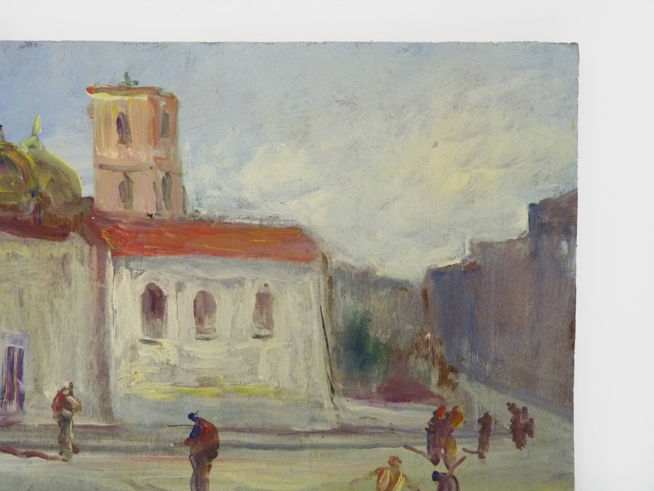 Oil on wood by Riccardo Capone Church 50s 60s