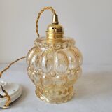 Amber molded glass pendant lamp