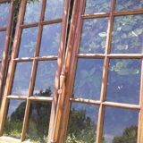 Lot of 4 oak windows H141xL112/117cm old small panes