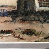Tableau, aquarelle, paysage camarguais, signée et datée