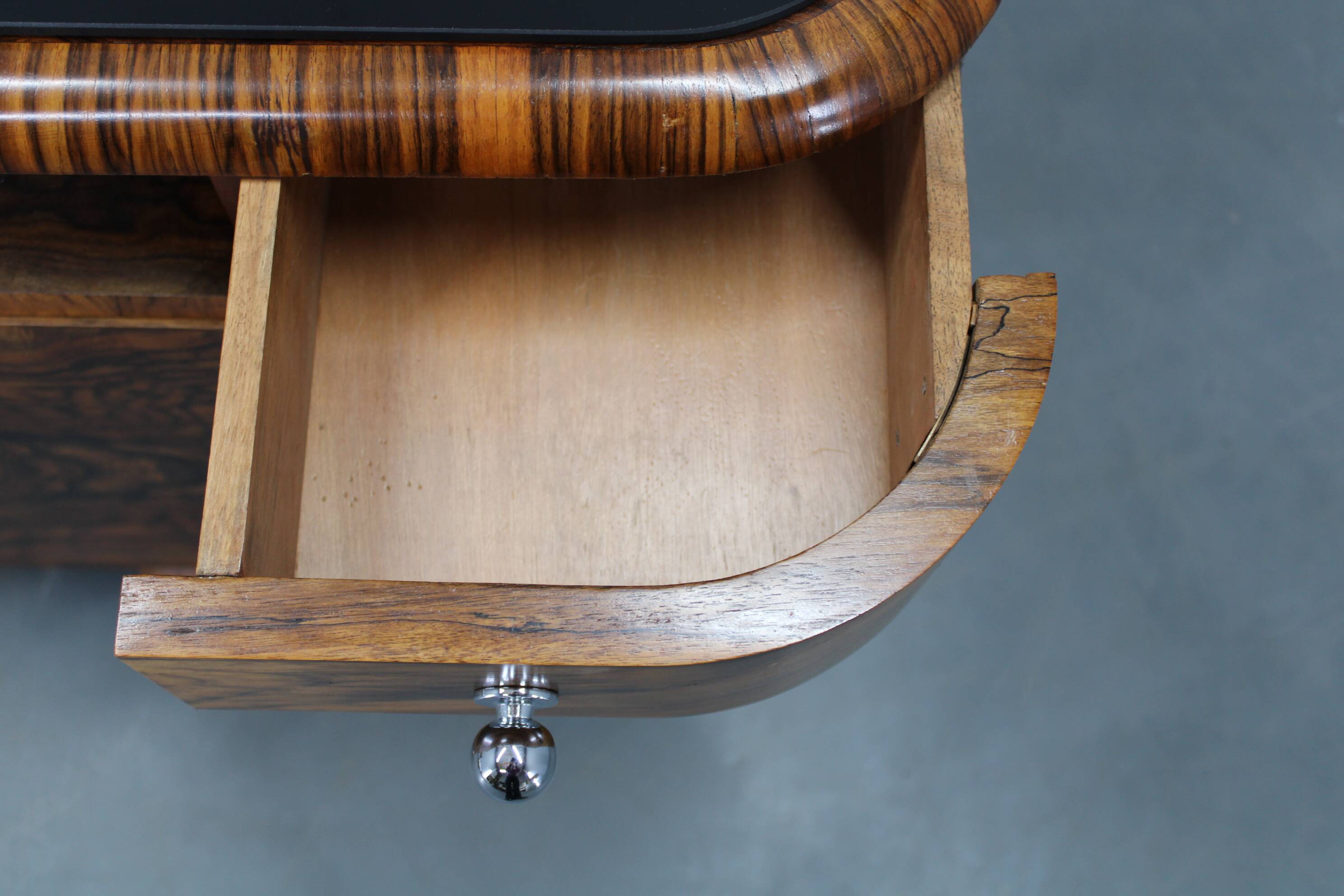 Pair of Art Deco walnut bedside tables from the 1930s.