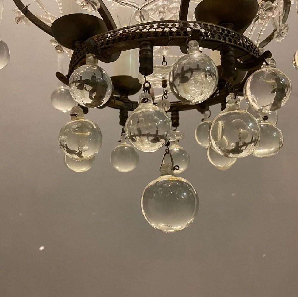 Vintage italian light pendant with murano glass drops