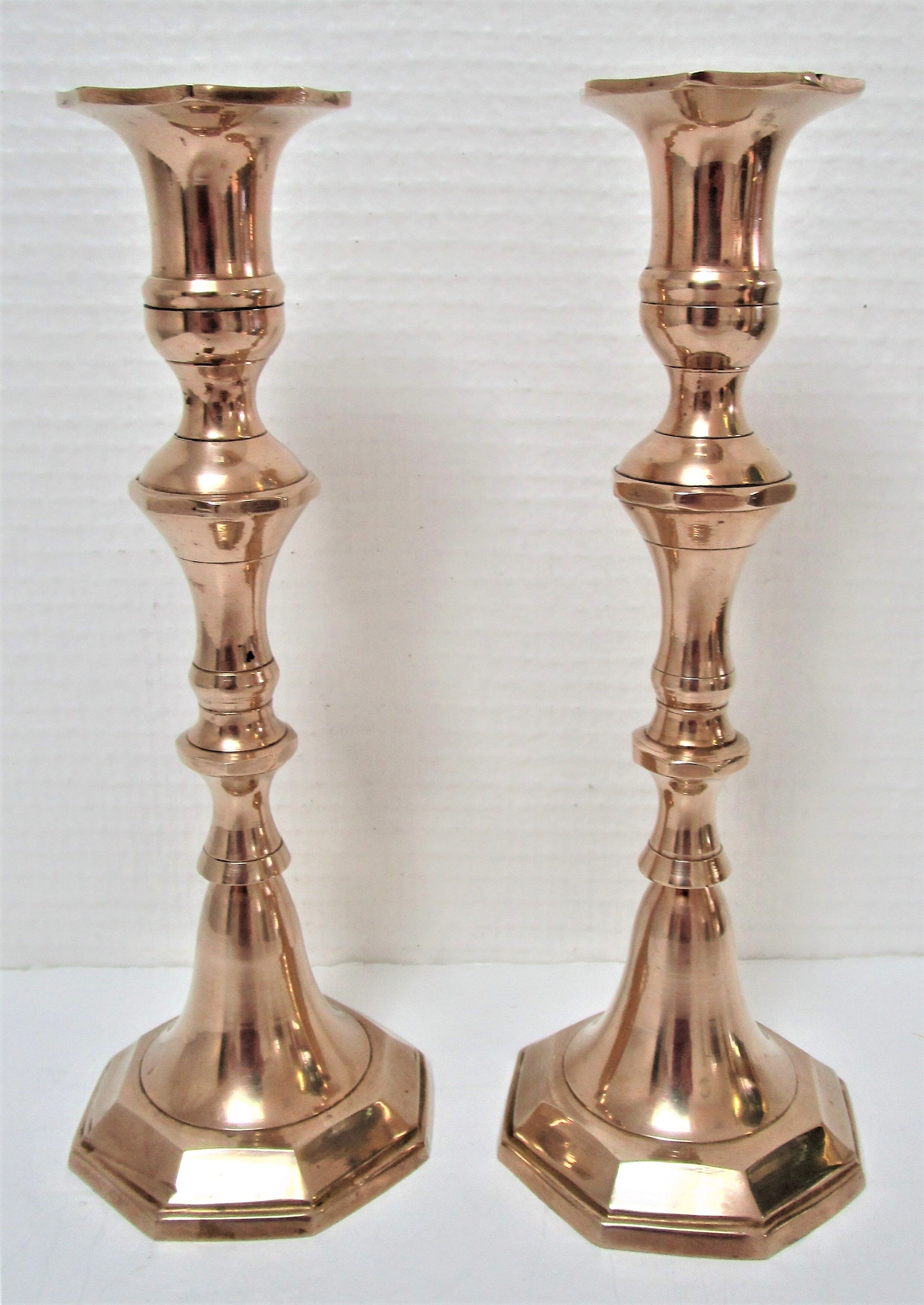 Pair of neo classic solid brass candle holders 60s
