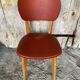 Ancienne Chaise Bois Pieds compas Vinyle Rouge Années 60