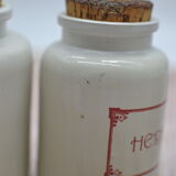 Set of 4 stoneware spice pots with original cork lid