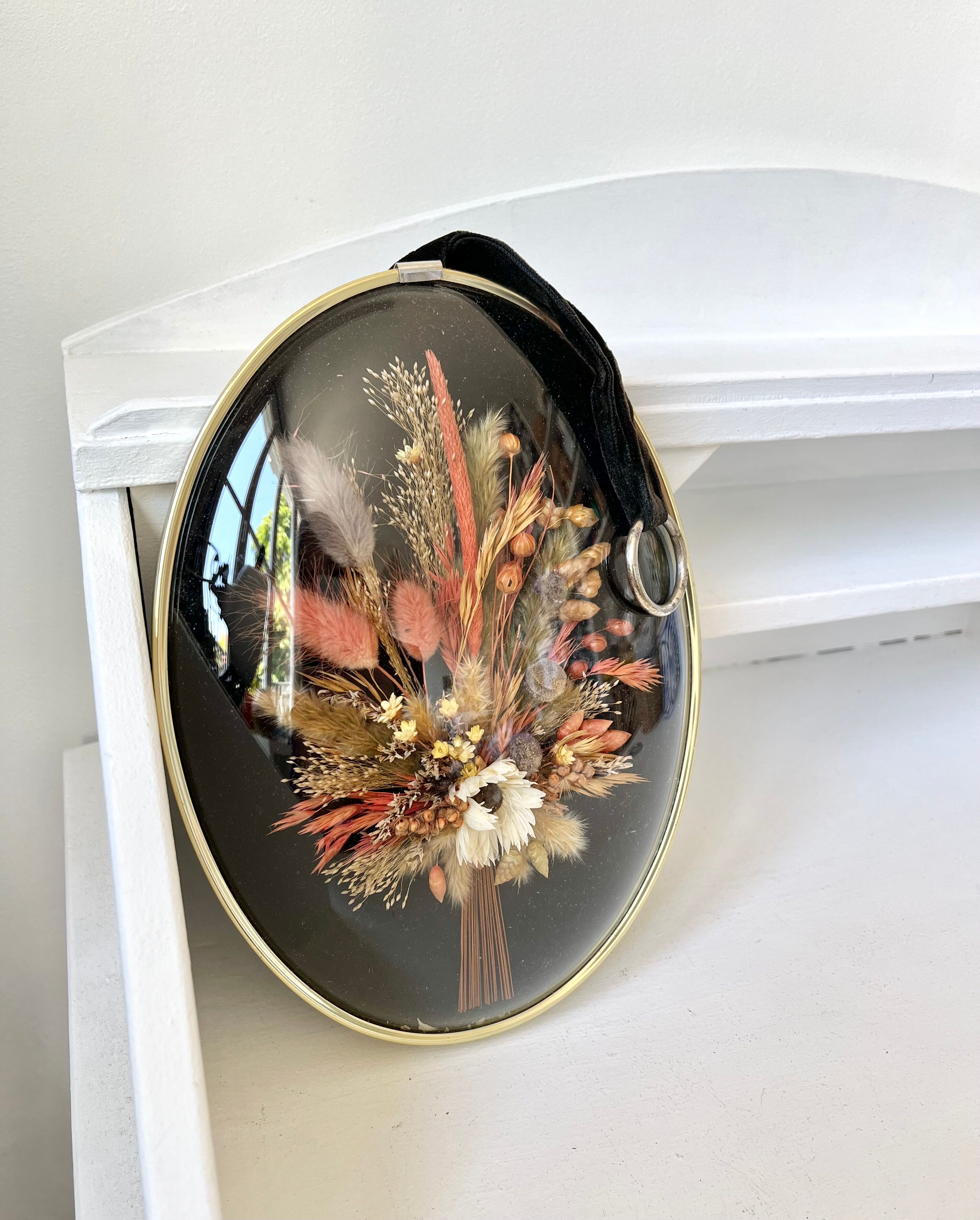 Cadre verre bombé fleurs séchées