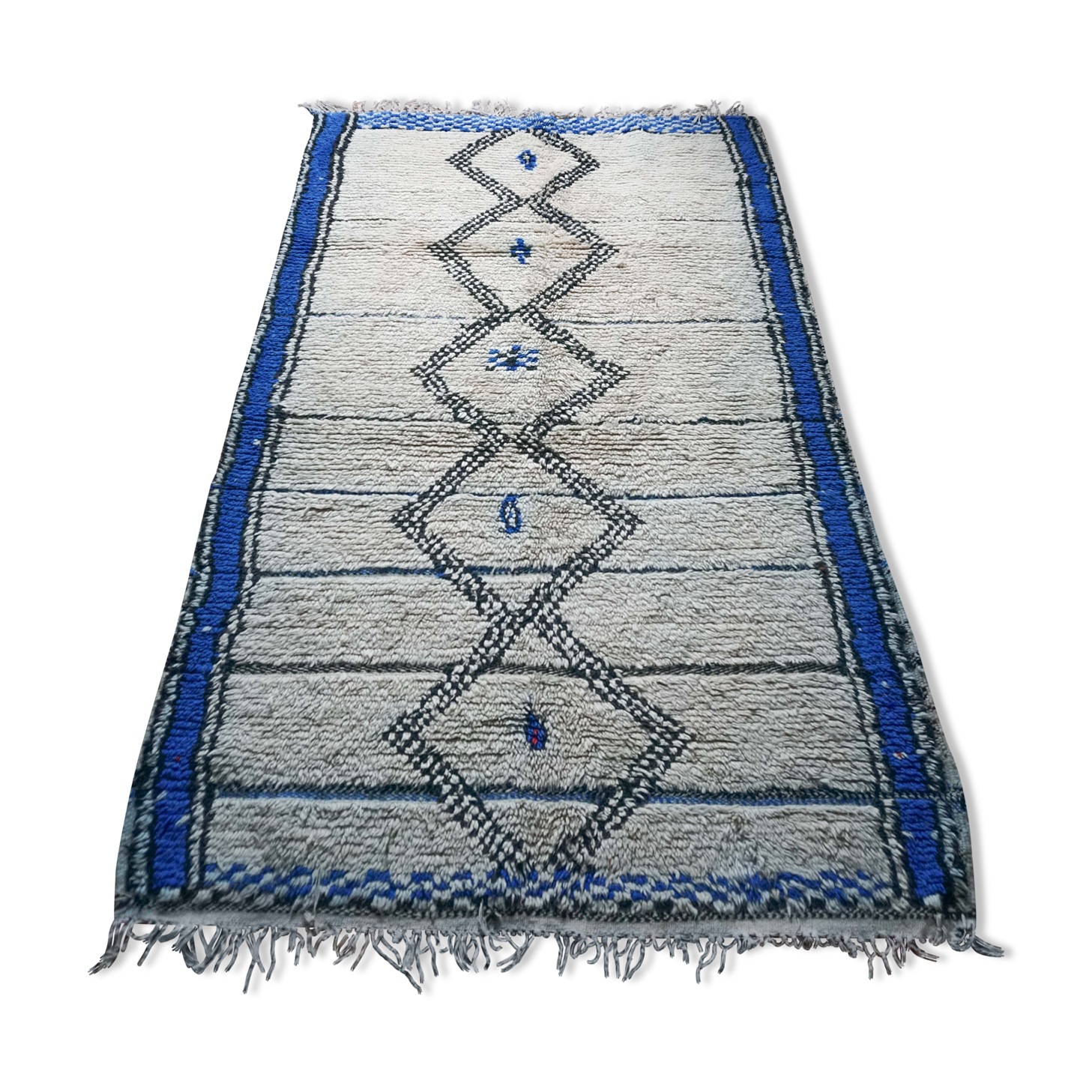 Old azilal carpet blue and white