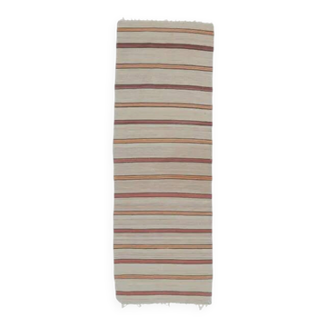 1970s Vintage Turkish Runner Handwoven Wool Flatweave Kilim Rug  74x216