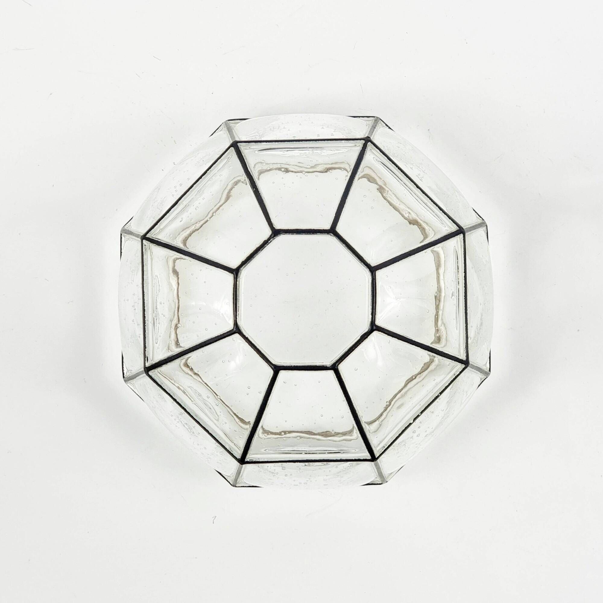 Mid-Century Glass & Brass Ceiling Light or Wall Lamp - Limburg, 1960s/1970s